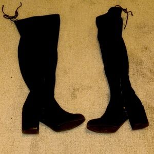 black over the knee heeled boots Size 8W